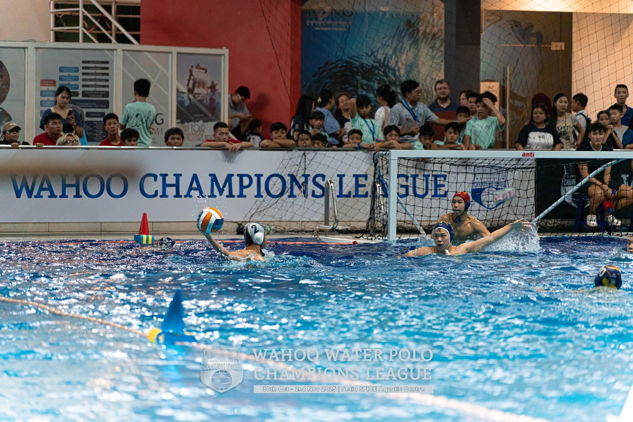 Action shot of the Wahoo Water Polo Champions League match